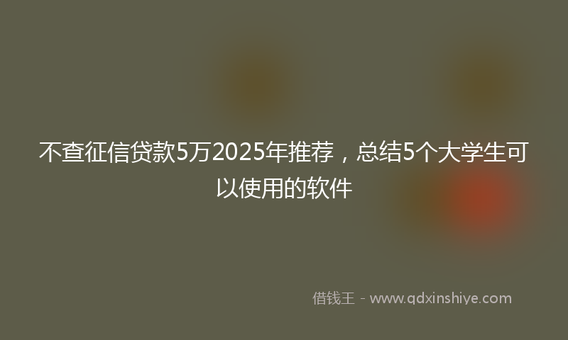 不查征信贷款5万2025年推荐，总结5个大学生可以使用的软件