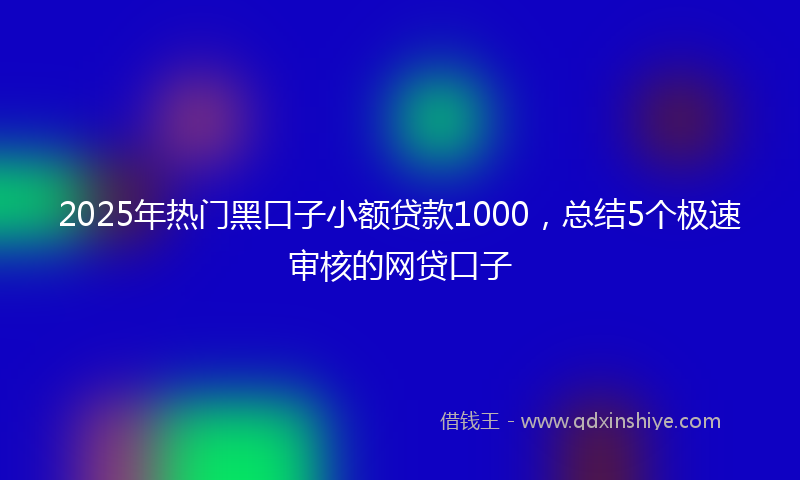 2025年热门黑口子小额贷款1000，总结5个极速审核的网贷口子
