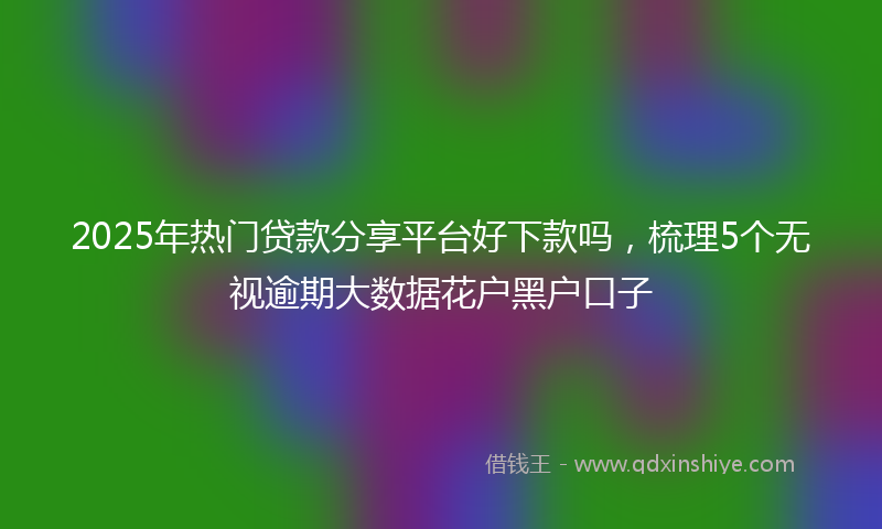 2025年热门贷款分享平台好下款吗，梳理5个无视逾期大数据花户黑户口子