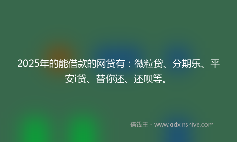 2025年的能借款的网贷有:微粒贷、分期乐、平安i贷、替你还、还呗等。