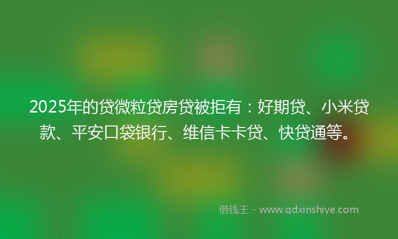 2025年的贷微粒贷房贷被拒有：好期贷、小米贷款、平安口袋银行、维信卡卡贷、快贷通等。