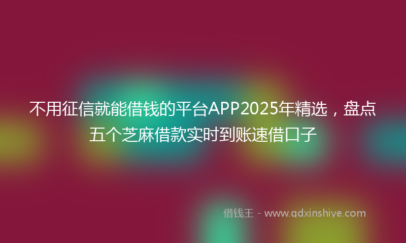 不用征信就能借钱的平台APP2025年精选，盘点五个芝麻借款实时到账速借口子