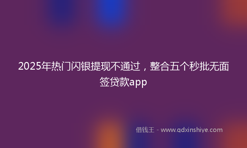 2025年热门闪银提现不通过，整合五个秒批无面签贷款app