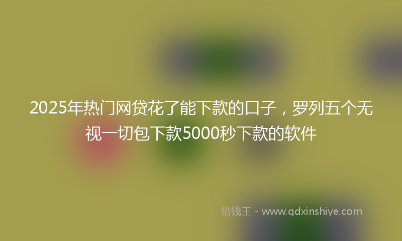 2025年热门网贷花了能下款的口子，罗列五个无视一切包下款5000秒下款的软件