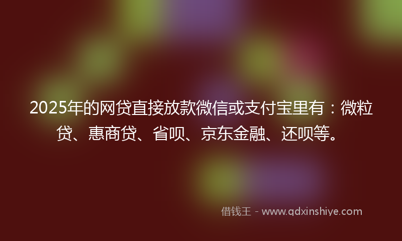 2025年的网贷直接放款微信或支付宝里有：微粒贷、惠商贷、省呗、京东金融、还呗等。