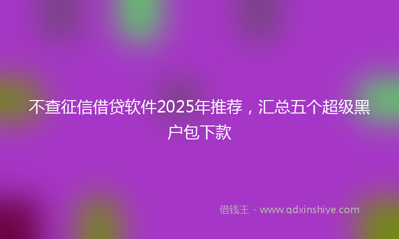 不查征信借贷软件2025年推荐，汇总五个超级黑户包下款