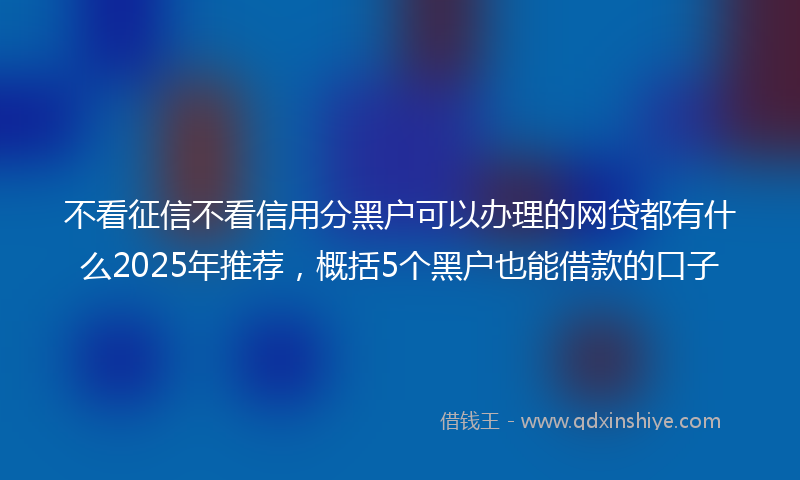 不看征信不看信用分黑户可以办理的网贷都有什么2025年推荐，概括5个黑户也能借款的口子