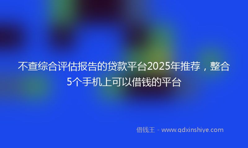 不查综合评估报告的贷款平台2025年推荐，整合5个手机上可以借钱的平台