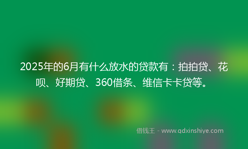 2025年的6月有什么放水的贷款有：拍拍贷、花呗、好期贷、360借条、维信卡卡贷等。