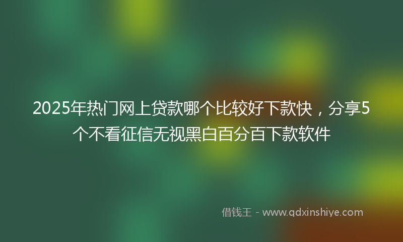 2025年热门网上贷款哪个比较好下款快，分享5个不看征信无视黑白百分百下款软件