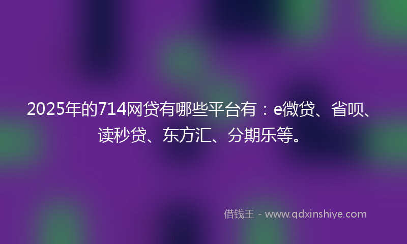 2025年的714网贷有哪些平台有：e微贷、省呗、读秒贷、东方汇、分期乐等。