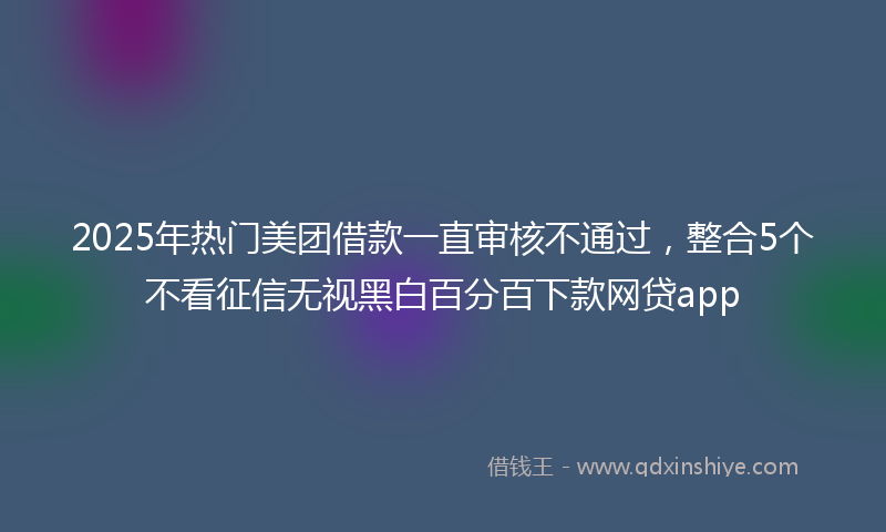 2025年热门美团借款一直审核不通过，整合5个不看征信无视黑白百分百下款网贷app
