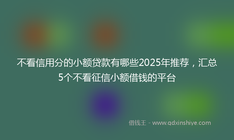 不看信用分的小额贷款有哪些2025年推荐，汇总5个不看征信小额借钱的平台