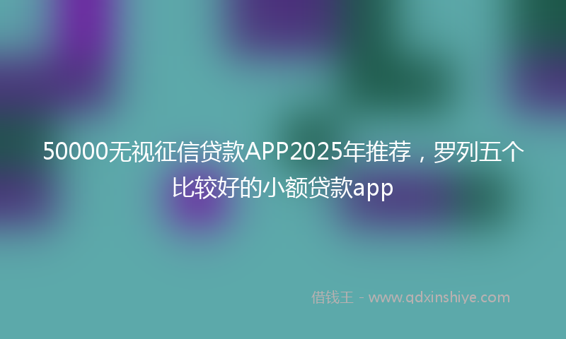 50000无视征信贷款APP2025年推荐,罗列五个比较好的小额贷款app