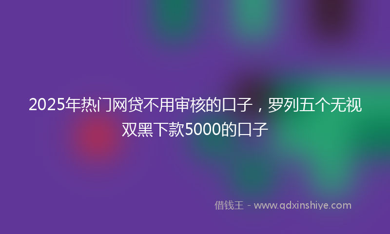 2025年热门网贷不用审核的口子，罗列五个无视双黑下款5000的口子