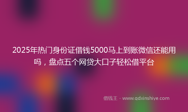 2025年热门身份证借钱5000马上到账微信还能用吗，盘点五个网贷大口子轻松借平台