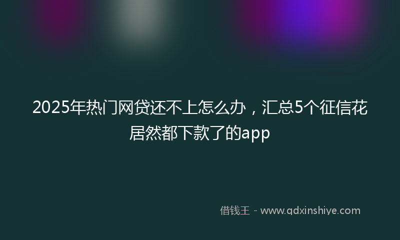 2025年热门网贷还不上怎么办，汇总5个征信花居然都下款了的app