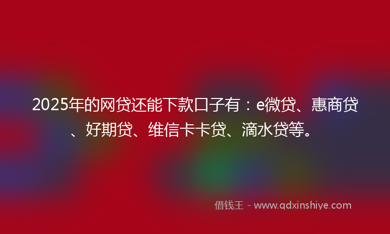 2025年的网贷还能下款口子有：e微贷、惠商贷、好期贷、维信卡卡贷、滴水贷等。