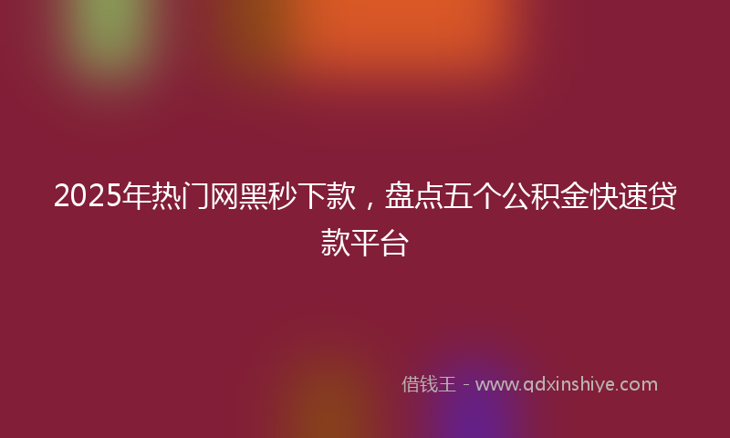 2025年热门网黑秒下款，盘点五个公积金快速贷款平台