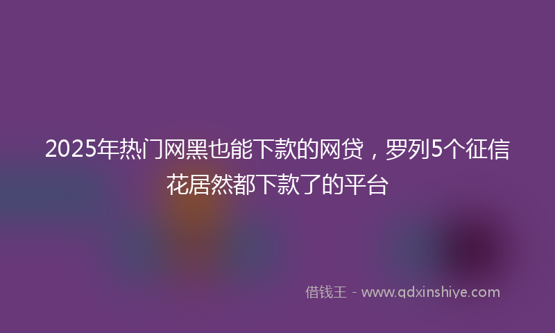 2025年热门网黑也能下款的网贷，罗列5个征信花居然都下款了的平台