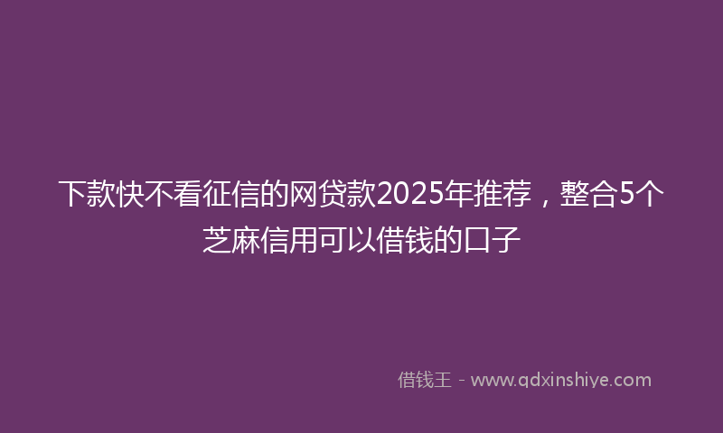 下款快不看征信的网贷款2025年推荐，整合5个芝麻信用可以借钱的口子