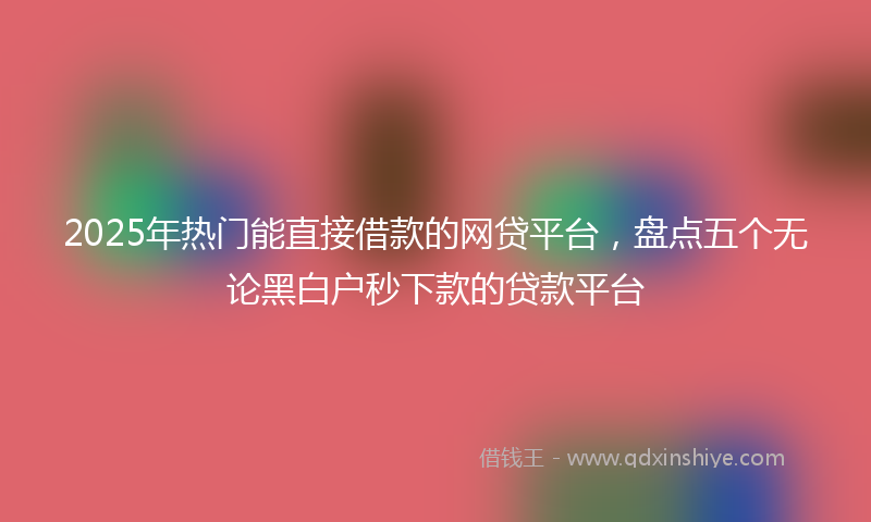 2025年热门能直接借款的网贷平台，盘点五个无论黑白户秒下款的贷款平台