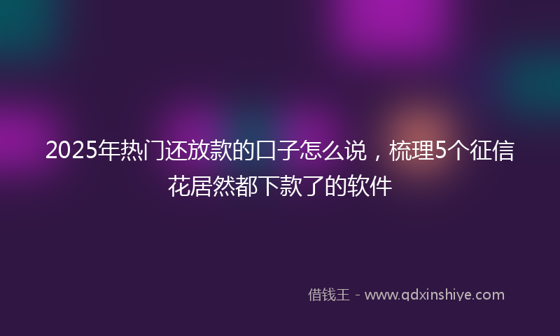 2025年热门还放款的口子怎么说，梳理5个征信花居然都下款了的软件