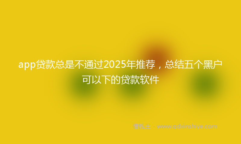 app贷款总是不通过2025年推荐，总结五个黑户可以下的贷款软件