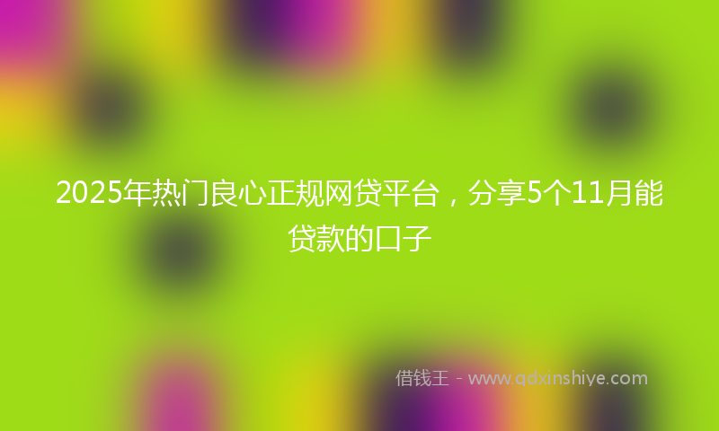 2025年热门良心正规网贷平台，分享5个11月能贷款的口子