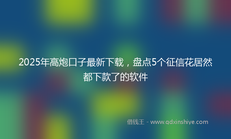2025年高炮口子最新下载，盘点5个征信花居然都下款了的软件