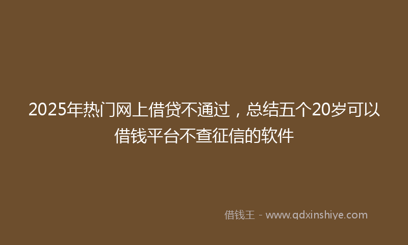 2025年热门网上借贷不通过，总结五个20岁可以借钱平台不查征信的软件