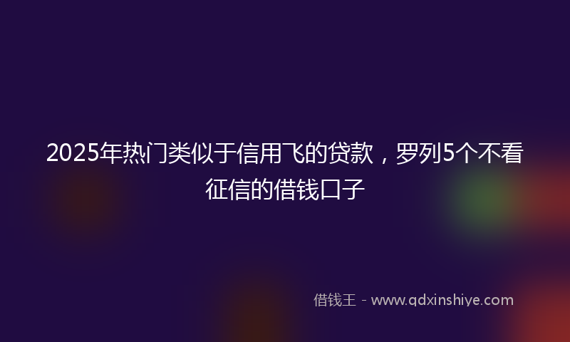 2025年热门类似于信用飞的贷款，罗列5个不看征信的借钱口子