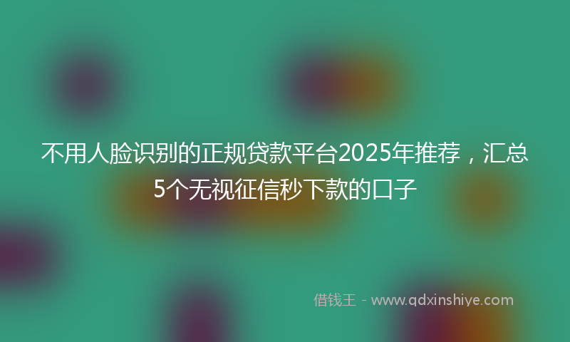 不用人脸识别的正规贷款平台2025年推荐，汇总5个无视征信秒下款的口子