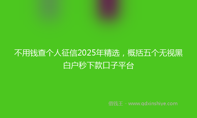 不用钱查个人征信2025年精选，概括五个无视黑白户秒下款口子平台