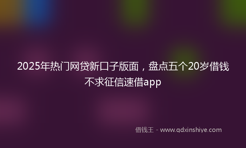 2025年热门网贷新口子版面，盘点五个20岁借钱不求征信速借app