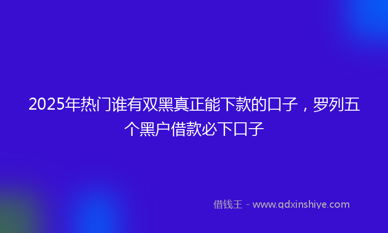 2025年热门谁有双黑真正能下款的口子，罗列五个黑户借款必下口子