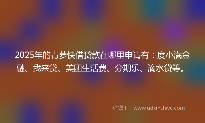 2025年的青萝快借贷款在哪里申请有：度小满金融、我来贷、美团生活费、分期乐、滴水贷等。