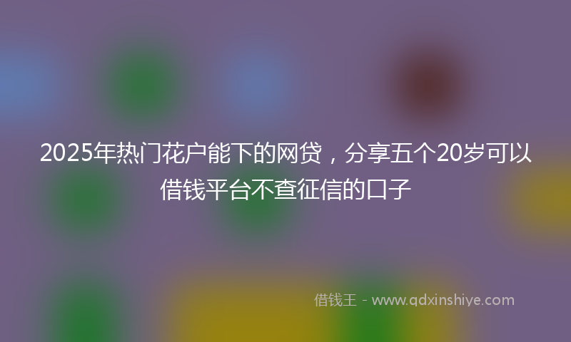 2025年热门花户能下的网贷，分享五个20岁可以借钱平台不查征信的口子