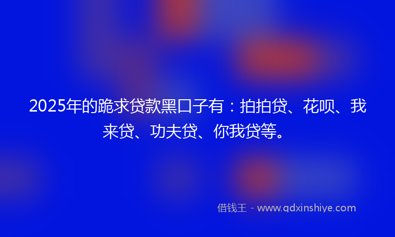 2025年的跪求贷款黑口子有：拍拍贷、花呗、我来贷、功夫贷、你我贷等。