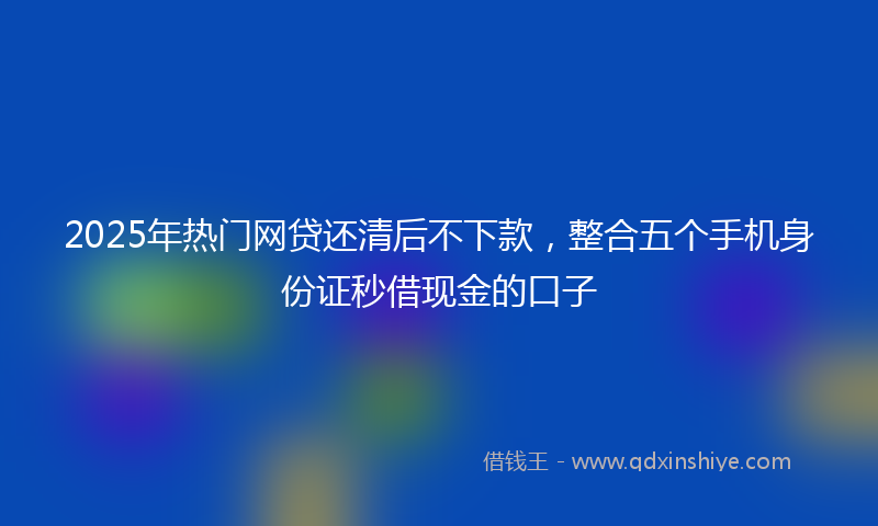 2025年热门网贷还清后不下款，整合五个手机身份证秒借现金的口子