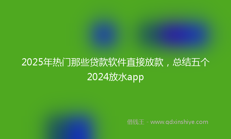 2025年热门那些贷款软件直接放款，总结五个2024放水app