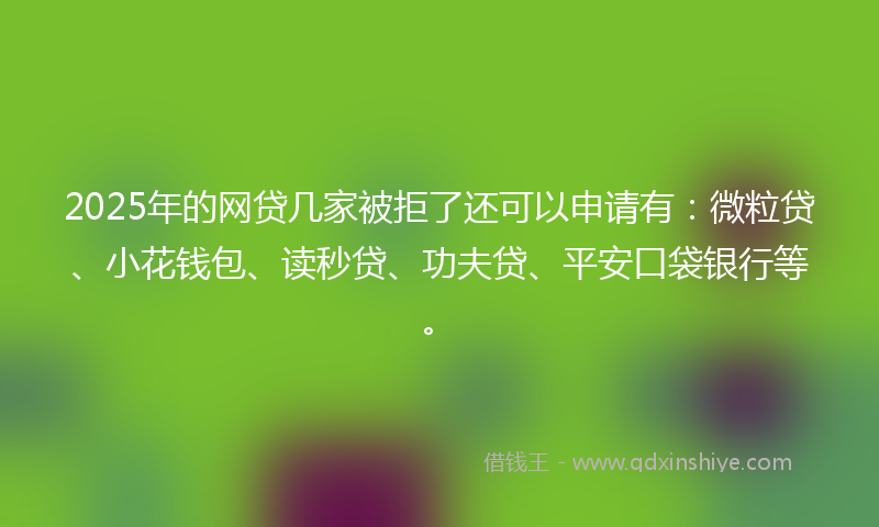 2025年的网贷几家被拒了还可以申请有：微粒贷、小花钱包、读秒贷、功夫贷、平安口袋银行等。