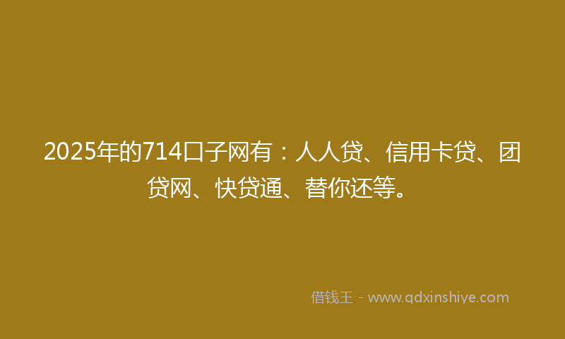 2025年的714口子网有：人人贷、信用卡贷、团贷网、快贷通、替你还等。