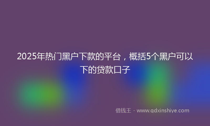 2025年热门黑户下款的平台，概括5个黑户可以下的贷款口子