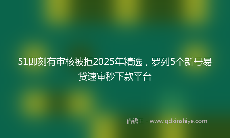 51即刻有审核被拒2025年精选，罗列5个新号易贷速审秒下款平台