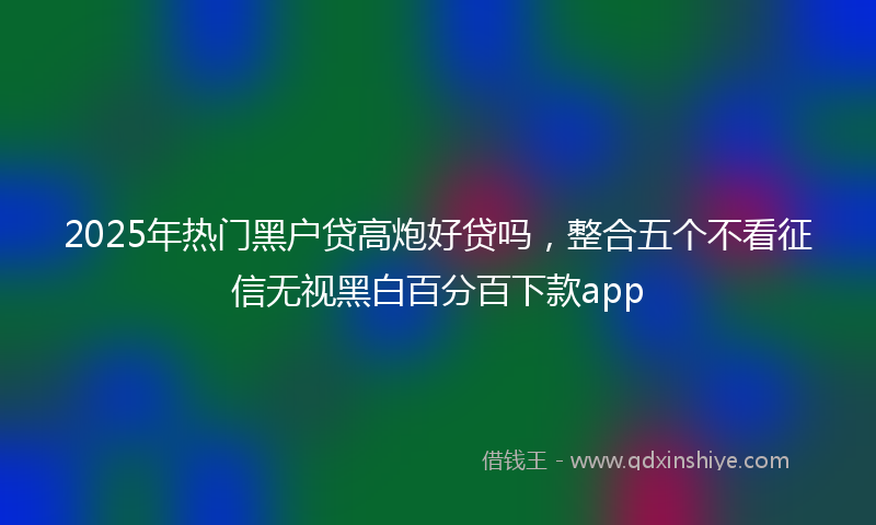 2025年热门黑户贷高炮好贷吗，整合五个不看征信无视黑白百分百下款app