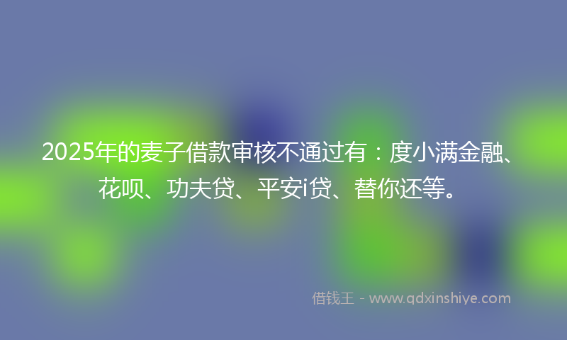 2025年的麦子借款审核不通过有：度小满金融、花呗、功夫贷、平安i贷、替你还等。