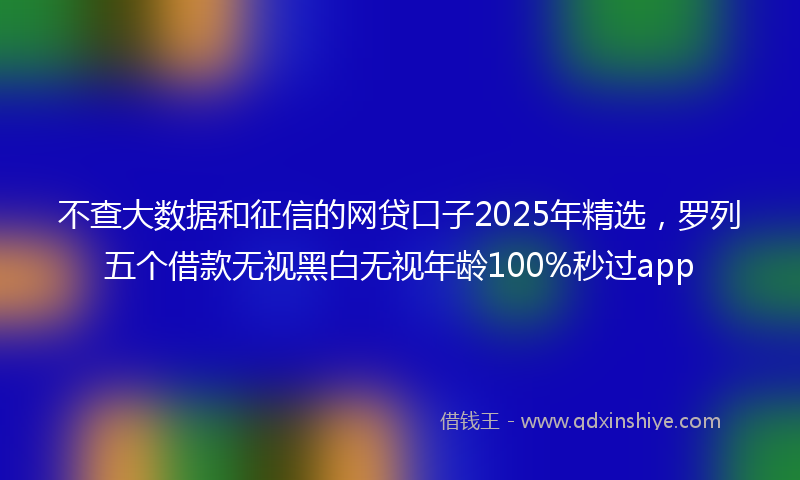 不查大数据和征信的网贷口子2025年精选，罗列五个借款无视黑白无视年龄100%秒过app
