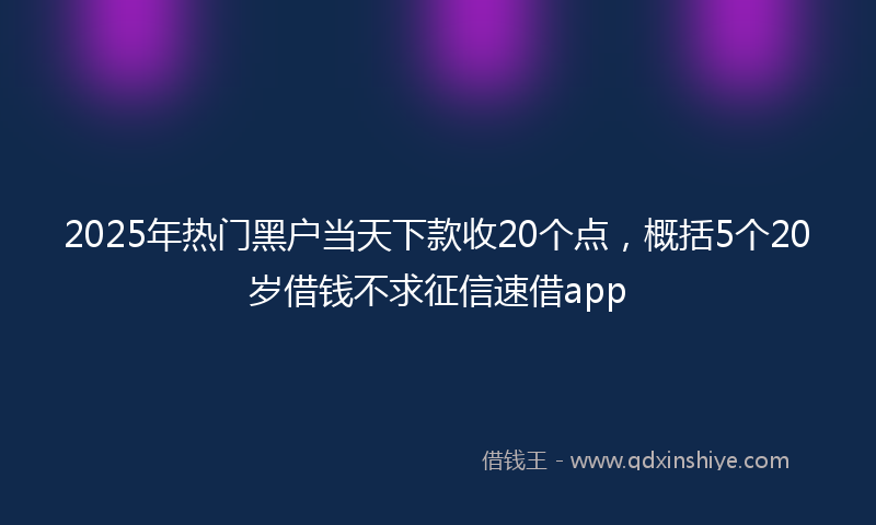 2025年热门黑户当天下款收20个点，概括5个20岁借钱不求征信速借app