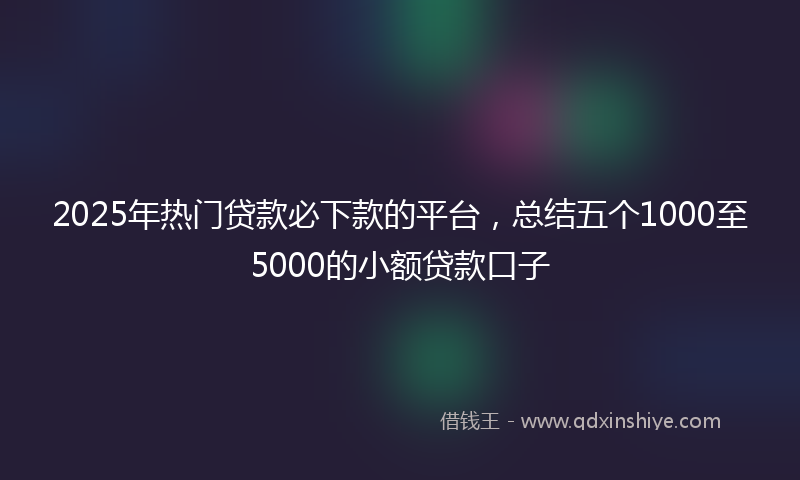 2025年热门贷款必下款的平台，总结五个1000至5000的小额贷款口子